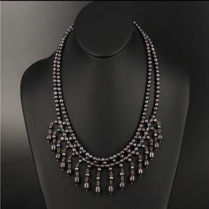 Elegant Statement Piece 14k Pearl Fringe Neckless